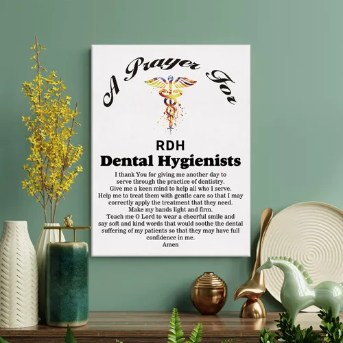 Vista 3 de LEXSIVO Lienzo de oración de un higienista dental para decoración de pared para el hogar, higienistas dentales, pintura de regalo, 11.5 x 15