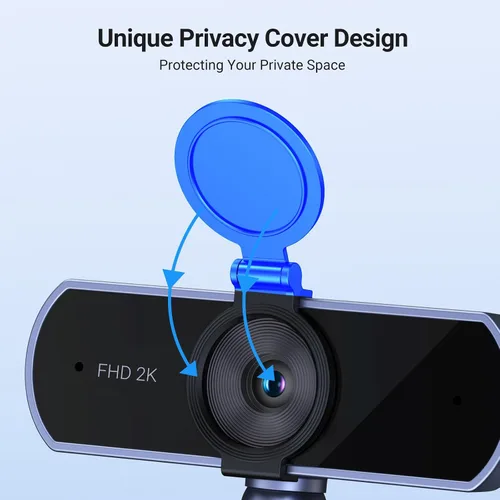 Vista 5 de UGREEN Cámara web 2K para PC Ultra HD 1080P Cámara web con micrófono, cámara de PC con cubierta de privacidad, cámara web USB para transmisión