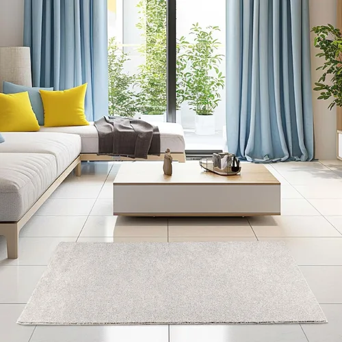 Vista 2 de Ambiant Alfombras de Área de Color Sólido Aptas para Mascotas Blanco Hueso - Rectángulo de 8' x 10', Interior, Resistente a las Manchas, Perfecta