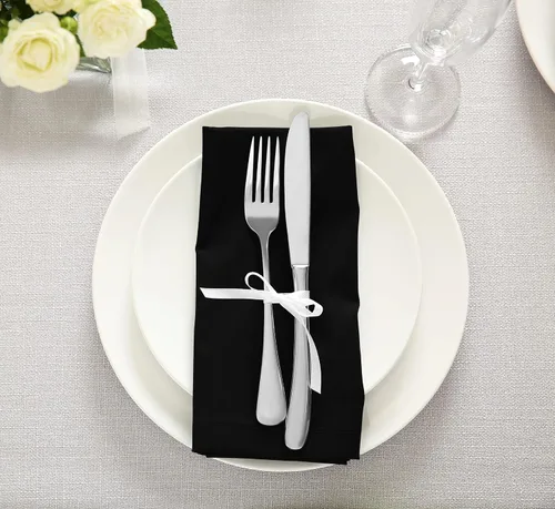 Vista 6 de Utopia Kitchen - Servilletas de tela negras [paquete de 12, 50 x 50 cm], mezcla de algodón absorbente, lavables y reutilizables para cena