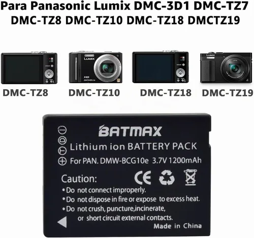 Vista 2 de Batmax Batería DMW-BCG10 + cargador USB LCD rápido para cámaras Panasonic DMW-BCG10, DMW-BCG10E, DMW-BCG10PP y Panasonic Lumix DMC-3D1, DMC-SZ8
