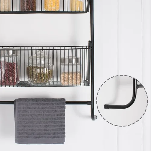 Vista 5 de Fancial Organizador sobre la puerta, organizador de metal, cestas de malla para colgar y montar en la pared de 3 capas, fácil de instalar, negro