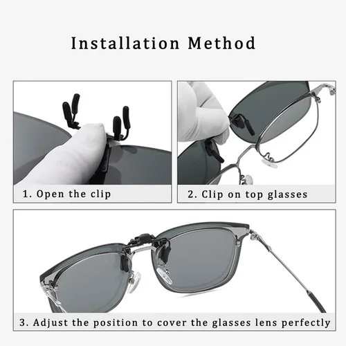 Vista 5 de Gafas de sol polarizadas con clip sobre gafas graduadas, lentes antideslumbrantes unisex UV400