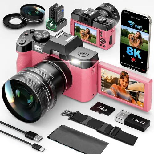 Vista 10 de G-Anica Kit de cámaras digitales 8K para fotografía con doble lente Negro