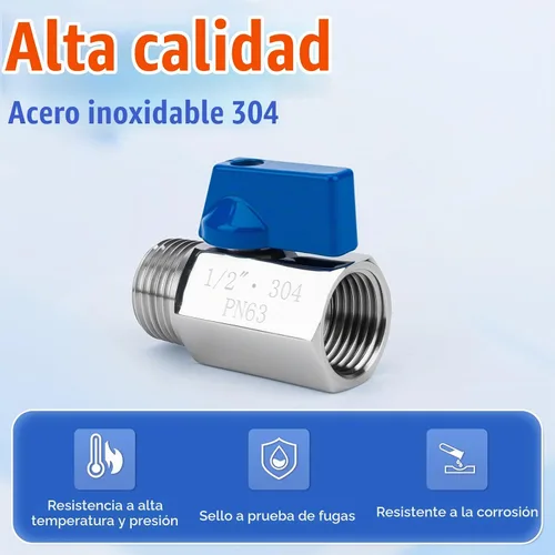 Vista 2 de Paquete de 2 mini válvulas de bola de 1/2 pulgada, control de flujo de agua de acero inoxidable 304 macho x hembra NPT roscadas válvulas de drenaje