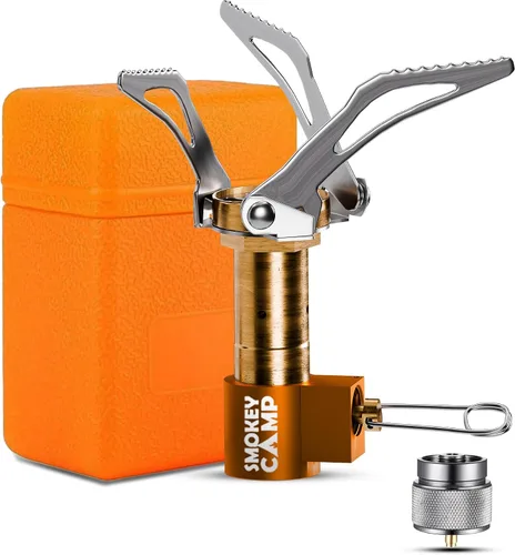 Vista 10 de Estufa de campamento de 5000 W, estufa de campamento resistente al viento con funda de transporte de encendido piezoeléctrico y 2 adaptadores