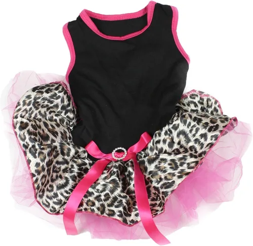 Vista 13 de Petitebella Vestido para perro cachorro con tema de leopardo liso (leopardo negro/beige, talla XS)