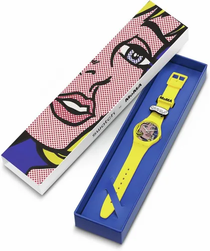 Vista 7 de Swatch Gent Biosourced Reverie de Roy Lichtenstein, el reloj cuarzo, Amarillo, Moderno