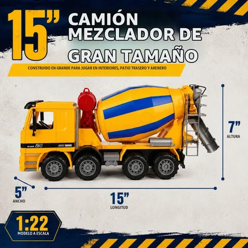 Vista 6 de Juguete de camión de construcción de mezclador de cemento de gran