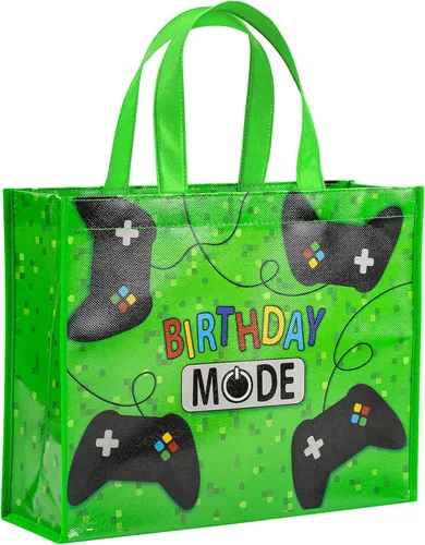 Vista 9 de Loveinside Bolsas grandes de regalo recicladas con asas, bolsa de regalo reutilizable para fiestas de cumpleaños para niños, bolsa de compras – 16 x