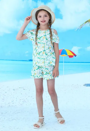 Vista 2 de Conjunto de camiseta sin mangas y shorts para niñas, ropa para verano, set de 2 piezas, 2 a 7 años