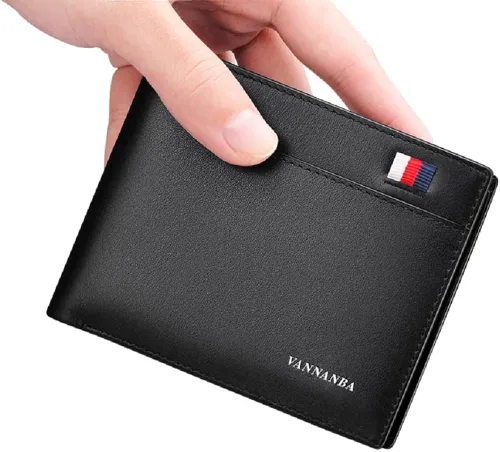 Vista 2 de WILLIAMPOLO Billetera delgada para hombre de piel minimalista con bolsillo frontal