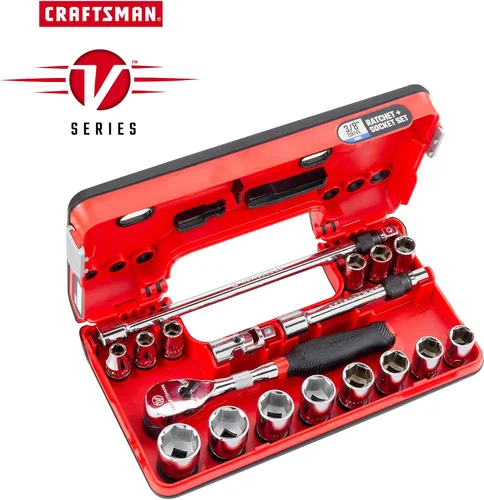 Vista 2 de Juego de llaves CRAFTSMAN V-SERIES, poco profundo MM, accionamiento de 3/8 pulgadas, 18 piezas (CMMT45753V)