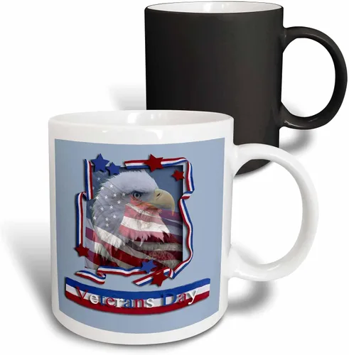 Vista 12 de 3dRose Veterans Day Patriotic Eagle 11oz Two-Tone Black Mug