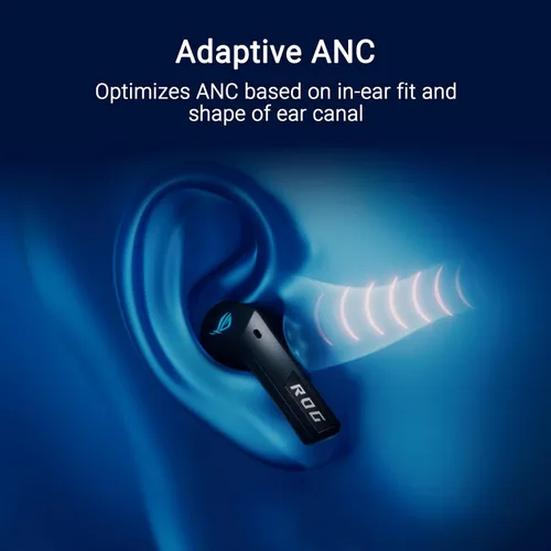 Vista 6 de ASUS ROG Cetra True Wireless SpeedNova Gaming Earbuds – Modo Dual (BT, 2.4GHz), Dirac Opteo, Micrófono AI de Conducción Ósea, ANC Adaptativo