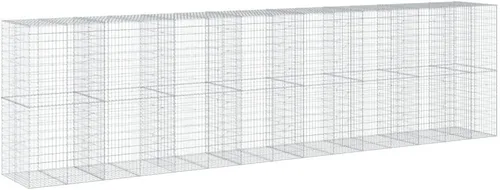 Vista 77 de vidaXL Cesta de gavión con tapa, 39.4 x 19.7 x 39.4 pulgadas, hierro galvanizado rectangular, resistente a la intemperie, montaje sin herramientas