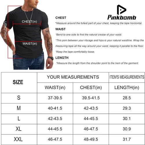 Vista 6 de Pinkbomb Camisetas musculares para hombre, de manga corta, para entrenamiento, gimnasio, ajustadas, para hombre