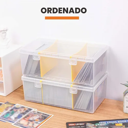 Vista 5 de tutata Caja de almacenamiento de tarjetas coleccionables de plástico de 400 unidades con divisores, caja de almacenamiento de tarjetas de béisbol