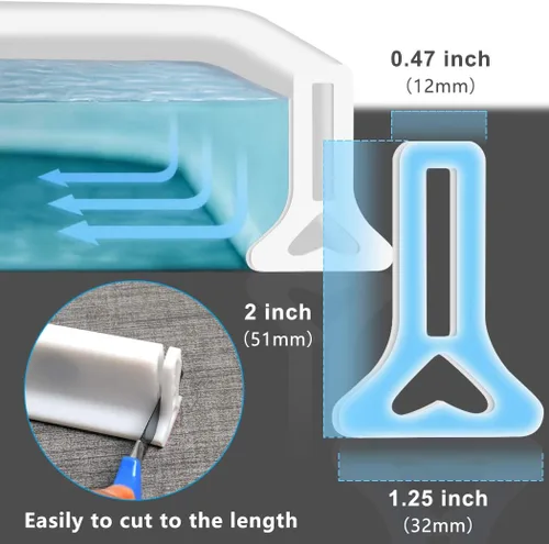 Vista 3 de Umbral de ducha de 39 pulgadas, barrera de agua plegable, sistema de retención de tapón de agua, separación seca y húmeda para baño, cocina y más