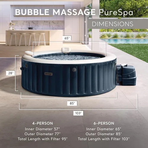 Vista 5 de INTEX PureSpa - Bañera de hidromasaje inflable para 6 personas con cubierta