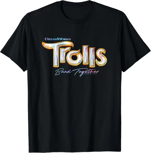 Vista 2 de Camiseta con logotipo de la película DreamWorks Trolls Band Together, Negro