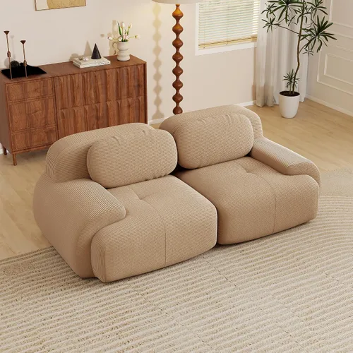 Vista 119 de Sofás seccional modular de 80" sin huesos modernos para sala de estar, juego de sofás comprimidos de 2 plazas con asiento profundo, sin necesidad