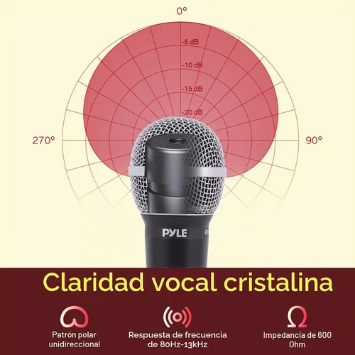 Vista 3 de Pyle PDMIC88ST - Kit de micrófono dinámico de mano profesional - Micrófono vocal unidireccional con cable con bolsa de transporte, soporte