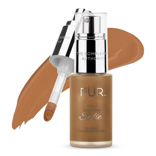 Vista 25 de PÜR MINERALS 4-in-1 Love Your Selfie Foundation & Concealer - Longwear Medium-to-Full Coverage Liquid Makeup Foundation with Hydrating Blend for