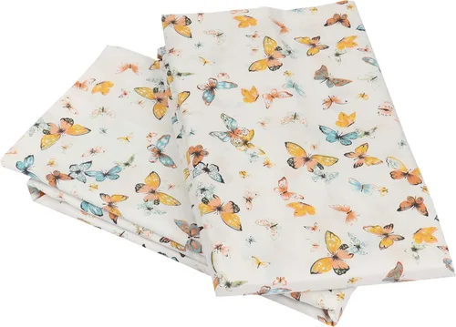 Vista 5 de Paquete de 2 fundas de almohada de cuerpo ultra suave, 100% algodón, estampado de mariposas, tamaño Queen