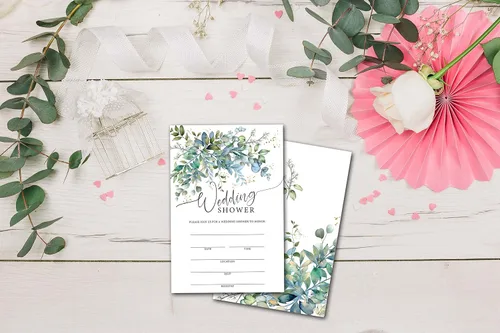 Vista 5 de Greenery Invitaciones de despedida de soltera, invitaciones florales para despedida de soltera, invitaciones para fiesta de compromiso, boda