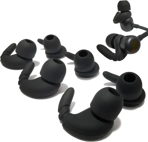 Vista 5 de Almohadillas de repuesto de silicona para Beats Flex, X, Powerbeats - Doble brida, goma, 8 pares de color negro