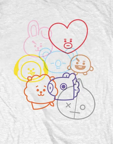 Vista 3 de BT21 BTS Kpop - Camiseta unisex de algodón con cuello redondo y manga corta