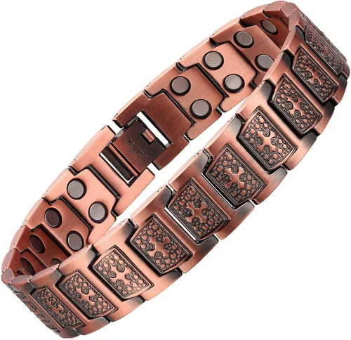 Vista 12 de MagEnergy Pulsera de cobre para hombre, pulsera magnética cristiana con imanes ultra fuertes, diseño de cruz bíblica ajustable, regalo de joyería
