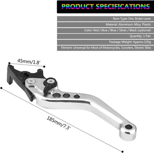 Vista 6 de Keenso Palanca de freno de doble disco, 1 par de 4 colores universal CNC aleación de aluminio modificación de motocicleta palanca de freno de disco