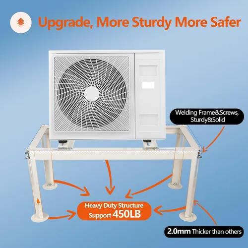 Vista 3 de WeCooper Mini Split Base de piso para 9000-24000 BTU, Soporte de condensador resistente, Soporte de AC Mini Split para sistema de bomba de calor