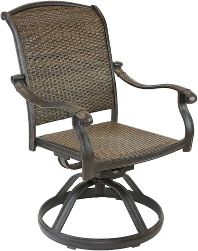 Vista 3 de Santa Clara - Juego de 4 sillas de comedor giratorias para patio, aluminio fundido de bronce oscuro