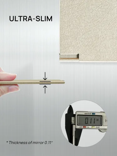 Vista 3 de Espejo plegable portátil, espejo de mesa de maquillaje ultra delgado para viajes con carcasa de aluminio, dorado, tamaño mini, 4.7 pulgadas