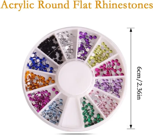 Vista 4 de Diamantes de imitación para manualidades con purpurina gruesa para manualidades y diamantes de imitación para uñas con pinzas, 4 unidades, purpurina