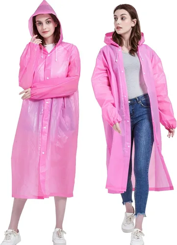 Vista 8 de Rain Ponchos for Adults, Reusable Raincoats for Women and Men - Packable Rain Jackets with Drawstring Hood