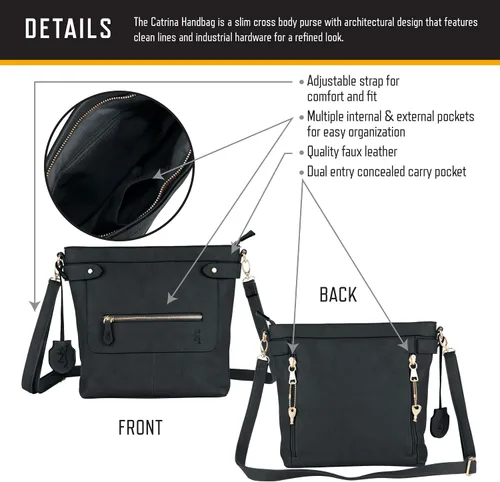 Vista 4 de Browning Women's Concealed Carry Catrina Purse, Premium Holstered Handbag With Safety Locking Option Negro
