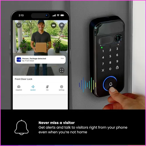 Vista 7 de myQ Smart Access Starter Kit: Secure View™ Smart Lock 3 en 1 + teclado de video para puerta de garaje + kit adaptador + timbre myQ, códigos PIN