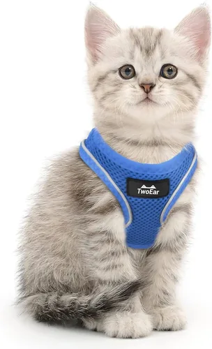 Vista 22 de TwoEar Arnés de gato a prueba de escape, suave chaleco ajustable para perro, de malla transpirable, chaqueta reflectante de fácil control para Negro