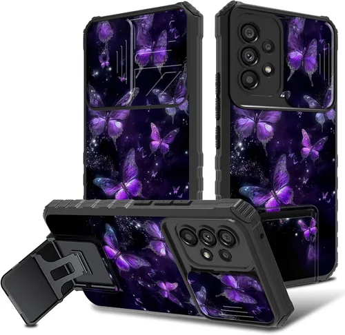 Vista 21 de Funda para Samsung Galaxy A53 5G con funda para cámara y soporte de soporte, resistente, a prueba de golpes, TPU funda protectora para Samsung Flor
