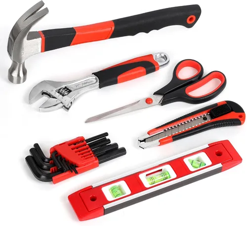 Vista 6 de FASTPRO Juego de herramientas para el hogar de 220 piezas, kit de herramientas de reparación para el hogar con bolsa de herramientas de Rojo