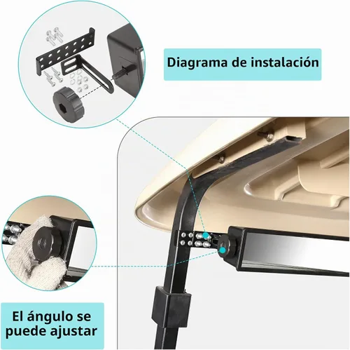 Vista 6 de 10L0L Espejo retrovisor gran angular de 4 paneles para carrito de golf, ajuste universal para Yamaha, Club Car, EZGO, elimina puntos ciegos Para
