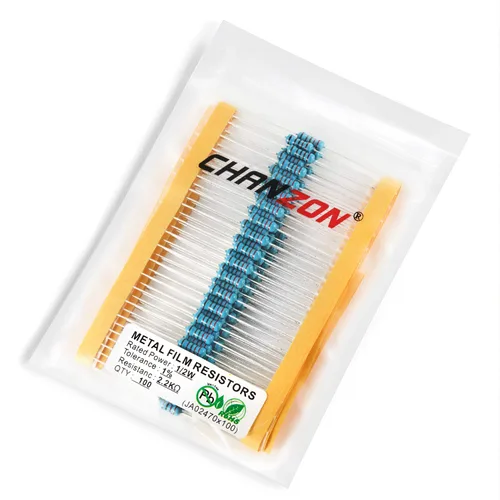 Vista 60 de Chanzon 100pcs 1/2W (0.5W) 1 Ω ohmios Resistencia fija de película metálica 0.01 ±1% Tolerancia 1R MF Orificio pasante Resistencias limitadoras