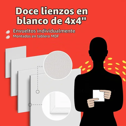 Vista 3 de Artlicious Lienzos para pintar – Paquete de 12,4 x 4 pulgadas de lienzo blanco – Paneles de arte 100% algodón para pintura al aceite, acrílico