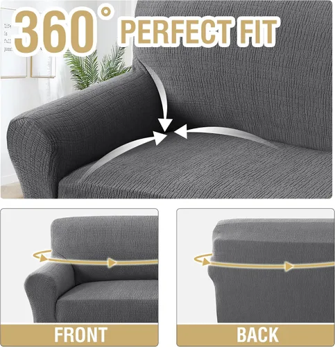 Vista 5 de H.VERSAILTEX - Funda elástica para sofá de jacquard con protector de muebles impermeable de 1 pieza, fundas para sofá elásticas con parte inferior