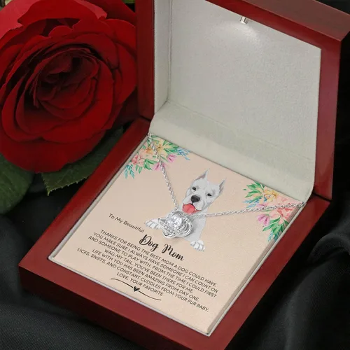 Vista 6 de Dogo Argentino Dog Mom Necklace Present, Jewelry Message Card for My Fur Mum, Dogo Argentino Dog Owner Present, Pet Portrait Necklace