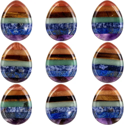 Vista 5 de TUMBEELLUWA Juego de 4 piedras de lágrima y pulgar, piedras curativas de chakras para aliviar la ansiedad, piedras de bolsillo de cuarzo pulido, 7 7